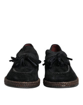 Dolce & Gabbana Black Suede Tassel Embellished Loafers Shoes